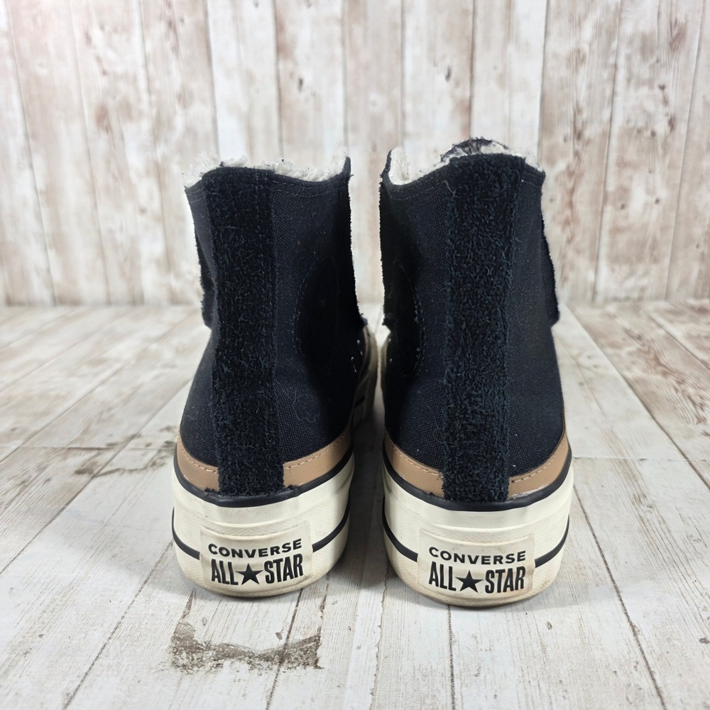 Converse All Star Lift High Top Black Faux Fur Lined Platform Sneakers‎ 573191C - Picture 3 of 8